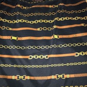 Micheal Kors size 14 black chain print skirt with self belt NWT